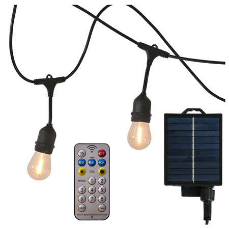 Girlanda Solarna Zewnętrzna Ogrodowa Łańcuch Świetlny 10x LED 2700K z Czujnikiem Zmierzchu Czarna IP44 PARTY Sanico Goldlux