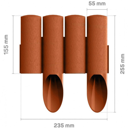 Palisada Ogrodowa Płotek Border Obrzeże Trawnikowe 4 STANDARD Ceglasta 2,3m Mocne Mrozoodporne CELLFAST