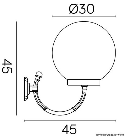 Lampa Ogrodowa Zewnętrzna Elewacyjna KINKIET LED Kule classic K 3012/1/K 300 P E27 Su-Ma