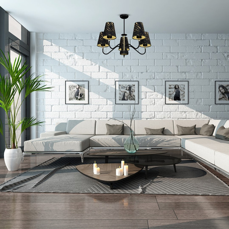 Lampa Wisząca Sufitowa HERMES Czarna Złota 5xE27 Milagro