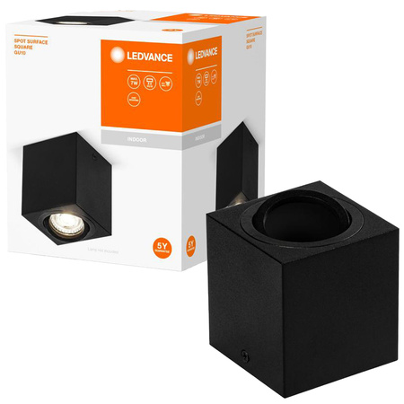 Lampa Sufitowa Reflektor Oprawa Spot Kwadratowa GU10 Czarny Spot Surface Ledvance