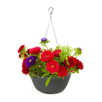 Doniczka Misa Dekoracyjna Donica Wisząca 24cm Ogrodowa Osłonka do Kwiatów JERSEY Antracyt