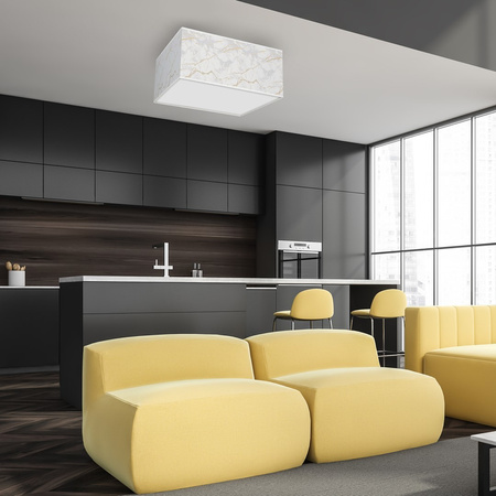 Plafon LED Lampa Sufitowa SENSO Biała Złota Kwadrat 3xE27 Milagro