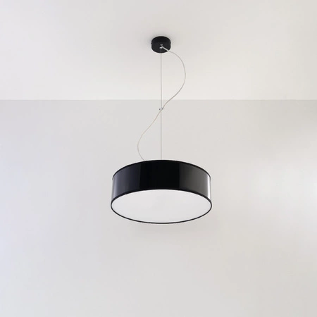 Lampa Sufitowa Wisząca Plafon 2x E27 Okrągła Czarna Minimalistyczna Arena Sollux