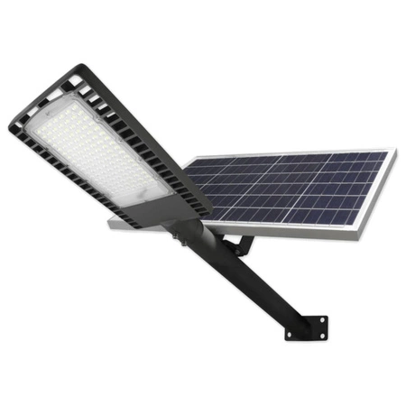 Lampa Uliczna SOLARNA oprawa LED Szara 120W 6000K Zimna 9500lm IP65 CZUJNIK ZMIERZCHU z PILOTEM + UCHWYT