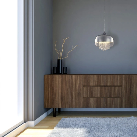 Lampa wisząca LUNA Chrom 1x E14 IP20 Metal i szkło Milagro Kryształki Styl glamour