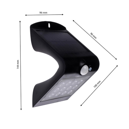 Lampa Ogrodowa Solarna Kinkiet Elewacyjny BUTTERFLY LED IP65 1,5W 4000K Czujnik Czarna Eko-Light
