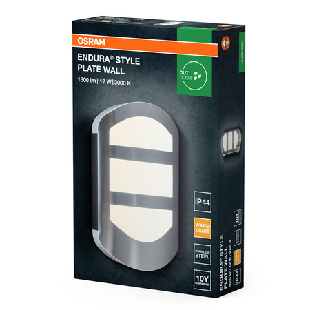 Kinkiet Ogrodowy Lampa Elewacyjna Zewnętrzna LED 12W 650lm 3000K Ciepła Aluminium IP44 Endura Osram