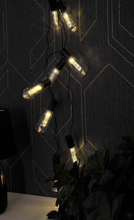 Girlanda Ogrodowa LED Bateryjna 2,6m na baterie 2xAA EDISON Czarna GOLDLUX (Polux)