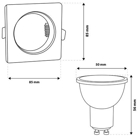 Oprawa Halogenowa Podtynkowa Kwadratowa Ruchoma TRIX 3w1 GU10 6W 4000K Srebrna Szczotkowana LUMILED