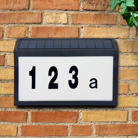 Lampa Solarna LED Elewacyjna Podświetlany Numer Domu Kinkiet 6000K IP44