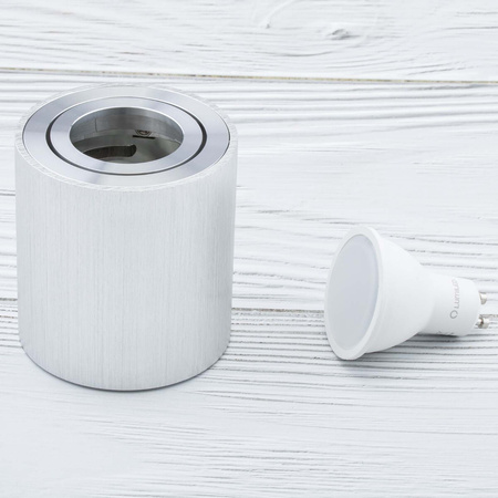 Oprawa Natynkowa HALOGENOWA Aluminiowa Chrom SPOT TUBA 8,4cm + Żarówka LED GU10 10W 4000K Lumiled