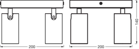 Lampa Sufitowa LED Kwadrat Reflektor 4-Punktowy Ściemnialna 13.6W GU10 Czarna LEDVANCE