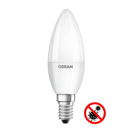 Żarówka LED Antybakteryjna B37 Świeczka E14 4.9W = 40W 470lm 4000K Neutralna 200° Antibacterial Classic Osram