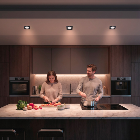 Oprawa HALOGENOWA Podtynkowa Stała Kwadrat PAVO Czarna Blacha MR16 GU10