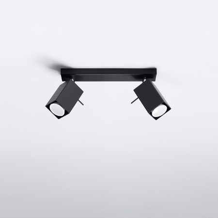 Lampa Sufitowa Oprawa Natynkowa SPOT TUBA Reflektor 2x GU10 Kwadratowa Czarna Nowoczesna Merida Sollux