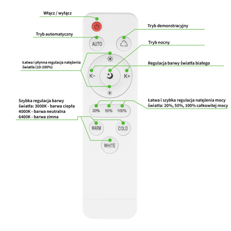 Plafon LED Oprawa lampa Sufitowa DIAMOND 72W 4680lm 51cm Vito + pilot 3000K-6400K
