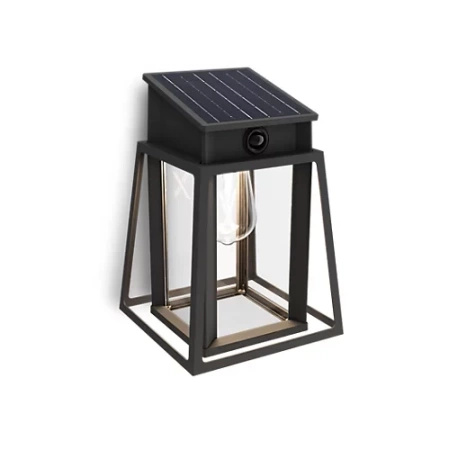 Kinkiet Ogrodowy Lampa Solarna Elewacyjna Zewnętrzna LED 3.2W 470lm 4000K IP44 z Czujnikiem Ruchu i Zmierzchu Czarna Lysin Ultra Efficient Philips