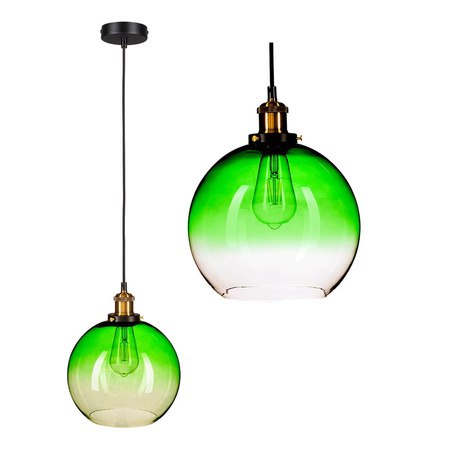 Lampa Wisząca Czarno-Zielona Ombre E27 Sufitowa Zwis Szklany Klosz Nowoczesna