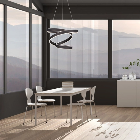 Lampa wisząca ANDROMEDA 45W LED Zakręcona Wstęga Czarna ML6160 Milagro Metal + Tworzywo Sztuczne