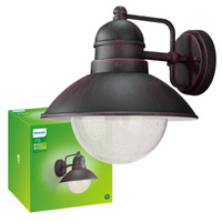Kinkiet Ogrodowy Lampa Elewacyjna Zewnętrzna LATARNIA E27 IP44 Rdzawa Damascus Philips