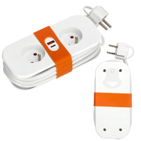 Przedłużacz z Uziemieniem FlowFlexer Orange 2x230V + USB-A/USB-C 16A 3680W 1,4m Kobi