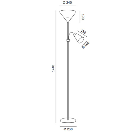 Lampa Podłogowa Oprawa Stojąca 2- Punktowa E27 E14 Czarna Mleczna Kobi