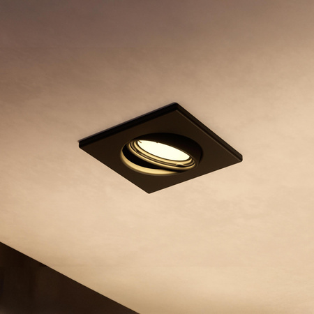 3x Oprawa Podtynkowa Wpuszczana LED GU10 Ruchoma Aluminiowa Kwadratowa Czarna Peridot Philips