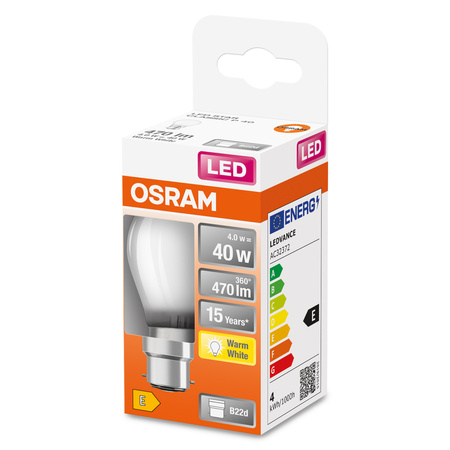 Żarówka LED P45 Kulka B22d 4W = 40W 470lm 2700K Ciepła 300° Retrofit Filament CLASSIC Osram