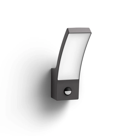 Kinkiet Ogrodowy Lampa Elewacyjna Zewnętrzna LED 3.8W 800lm 2700K z Czujnikiem Ruchu i Zmierzchu Antracyt Splay Ultra Efficient Philips