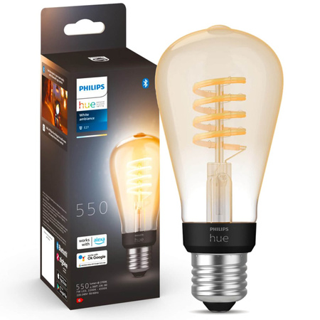 Żarówka LED Edison E27 ST64 7W CCT PHILIPS HUE White & Ambiance Filament Bluetooth Zigbee