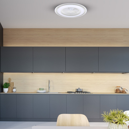 Plafon LED Lampa Sufitowa Natynkowa LED ZONDA Srebrny 48W z wentylatorem Milagro