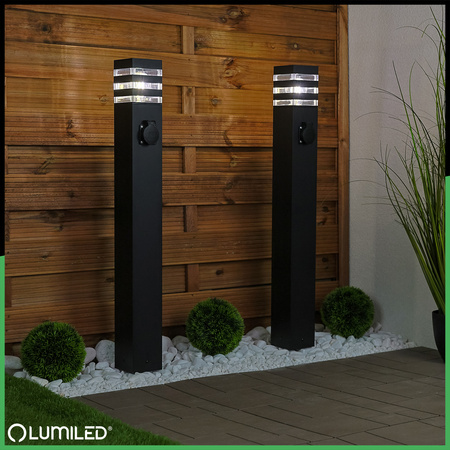 Lampa Ogrodowa Słupek Zewnętrzny Stojący E27 LED z Gniazdem TAXUS 2 80cm LUMILED