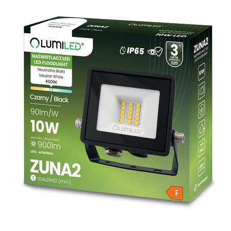 Naświetlacz LED ZUNA2 10W 900lm 4000K IP65 Czarny LUMILED