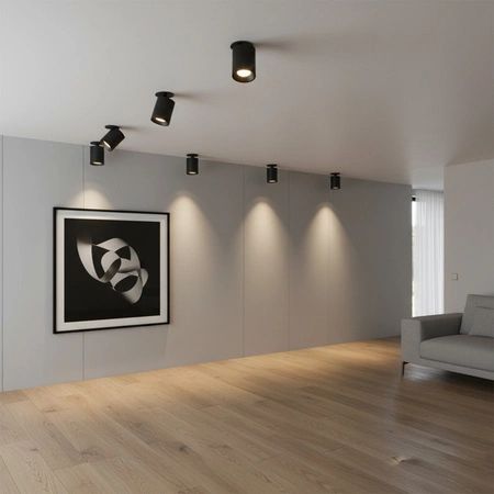 Oprawa Sufitowa Podtynkowa HARON GU10 Tuba Spot Ruchoma Okrągła Czarna GOLDLUX