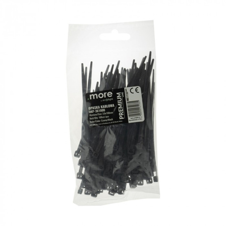 Opaski Zaciskowe Kablowe 3.6x100 mm Czarne UV TRYTYTKI TRYTKI ZIPERKI PREMIUM OKP-36100W .MORE 100 szt.