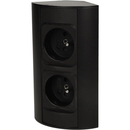 Gniazdo Podwójne Meblowe Elektryczne Narożne Natynkowe Listwa Podszafkowe Czarne ORNO