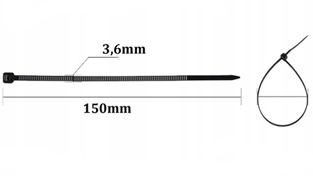 Opaska Zaciskowa Kablowa Mocna 3,6x150mm Czarna 100 sztuk LUMILED