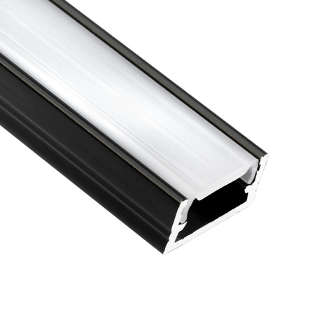 Profil Aluminiowy natynkowy MINI do taśm LED nawierzchniowy, nakładany 2m Czarny + Mleczny Klosz