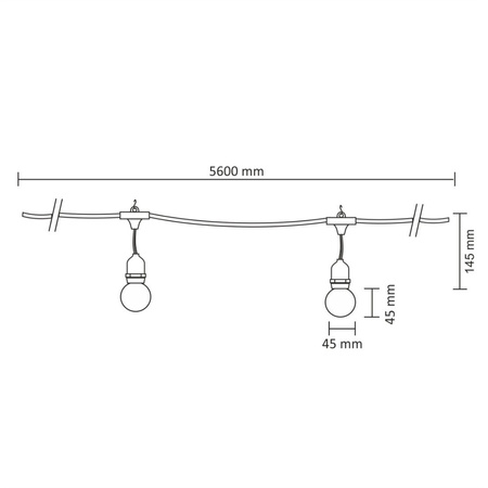 Girlanda Ogrodowa Łańcuch Świetlny Party 5,6m 10xE27 mleczny 6W GOLDLUX (Polux)