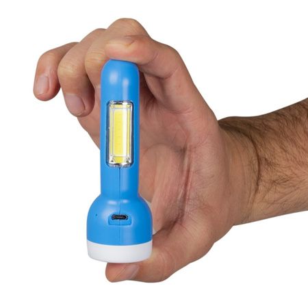 Latarka akumulatorowa Ręczna Dioda LED 100lm 2w1 ze światłem bocznym COB 300lm VAYOX