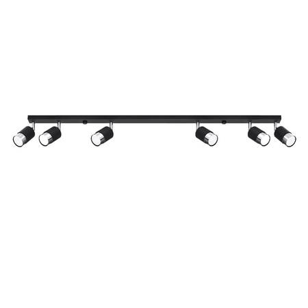 Lampa Sufitowa Oprawa Natynkowa SPOT TUBA Reflektor 6x GU10 Ruchoma Tubularna Czarna Chrom Nowoczesna Nero Sollux