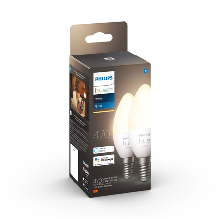 2x Żarówka LED E14 Świeczka B39 5.5W = 40W 470lm 2700K Biała Ciepła SMART Inteligentna Bluetooth ZigBee White Philips HUE