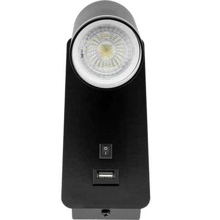 Lampa ścienna Kinkiet GU10 RING z USB i włącznikiem czarny