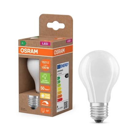 Żarówka LED E27 A60 7.2W = 100W 1521lm 2700K Ciepła 300° Ściemnialna KLASA A Ultra Efficient Osram