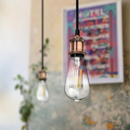 LAMPA wisząca Zawiesie z oprawką IL MIO NOLA E27 miedź 100cm kabel czarny