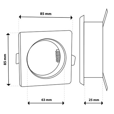 Oprawa Halogenowa Podtynkowa Lampa Sufitowa Kwadrat Ruchoma GU10 MR16 Srebrna TRIAM LUMILED