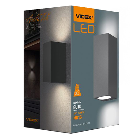 Kinkiet Ogrodowy Lampa Elewacyjna Zewnętrzna LED 2x GU10 IP54 Szary ARON Videx