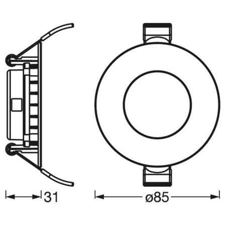 Oprawa Podtynkowa LED Sufitowa Punktowa Wpuszczana 4.5W 240lm 3000K Ciepła Oczko Spot Biały Downlight Slim Ledvance