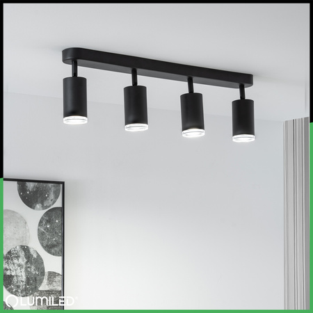 Lampa Sufitowa Reflektor LED Spot 4x GU10 IP44 ADERO Czarna Lumiled